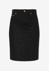 Dolce & Gabbana Logo Plaque Denim Skirt Black F4C14D G8MM5-S9001