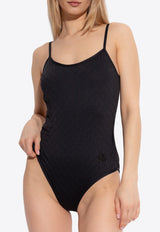 Moncler Jacquard Check One-Piece Swimsuit Black K10938N00005 788Q9-999