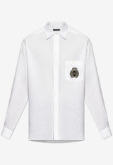 Dolce & Gabbana Heraldic Patch Long-Sleeved Shirt White G5MS2Z FU4IK-W0800