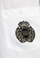 Dolce & Gabbana Heraldic Patch Long-Sleeved Shirt White G5MS2Z FU4IK-W0800