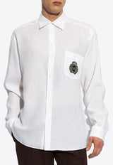 Dolce & Gabbana Heraldic Patch Long-Sleeved Shirt White G5MS2Z FU4IK-W0800