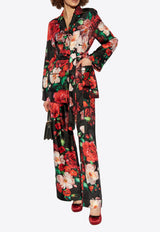 Dolce & Gabbana Rose Print Silk Pajama Shirt Multicolor F5I89T IS1ZD-HN5PD
