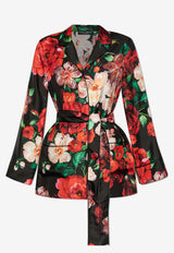 Dolce & Gabbana Rose Print Silk Pajama Shirt Multicolor F5I89T IS1ZD-HN5PD
