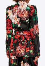 Dolce & Gabbana Rose Print Silk Pajama Shirt Multicolor F5I89T IS1ZD-HN5PD