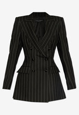 Dolce & Gabbana Double-Breasted Wool Stripe Blazer Black F29M2T FR22M-S8051