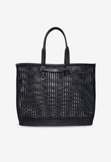 Dolce & Gabbana Adamo Woven Mesh and Leather Tote Bag Black BM2453 A9O94-8B956