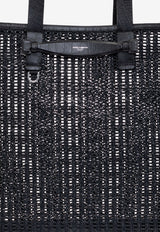Dolce & Gabbana Adamo Woven Mesh and Leather Tote Bag Black BM2453 A9O94-8B956