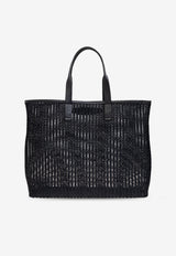 Dolce & Gabbana Adamo Woven Mesh and Leather Tote Bag Black BM2453 A9O94-8B956