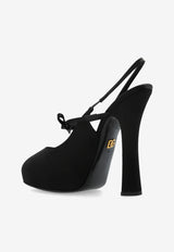 Dolce & Gabbana Vally 105 Slingback Platform Pumps in Satin Black CG0930 AE547-8B956