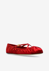 Dolce & Gabbana Satin Ballet Flats Red CB0258 AD160-8S297