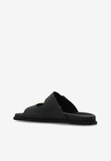 Dolce & Gabbana Leather Flat Sandals Black CQ0632 AS738-80999