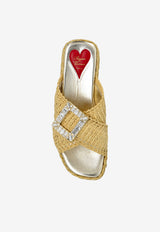 Roger Vivier Viv' By The Sea Raffia Flatform Sandals Beige RVW734419606D1 0-C013