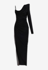 Balmain Appliqué Embellished Maxi Dress Black EF0RR965 PD03-EAC