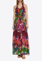 Etro Printed Silk Halterneck Ruffled Dress Multicolor WRHA0347 99SP1F4-X0802