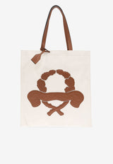 Moschino Debossed Logo Canvas Tote Bag Cream MC4263PP0M OU1-10A