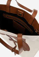 Moschino Debossed Logo Canvas Tote Bag Cream MC4263PP0M OU1-10A