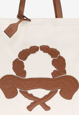 Moschino Debossed Logo Canvas Tote Bag Cream MC4263PP0M OU1-10A