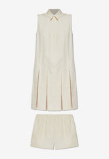 Moncler Sleeveless Mini Dress with Shorts Cream K10932G00011 597LQ-050