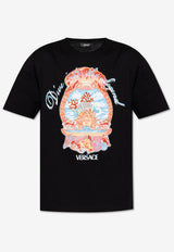Versace Dive in Crest Printed T-shirt Black 1013302 1A15102-1B000