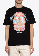 Versace Dive in Crest Printed T-shirt Black 1013302 1A15102-1B000