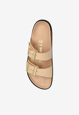 Birkenstock Arizona Droplet-Buckle Slides Beige 1029386 0-HIGH SHINE NEW BEIGE