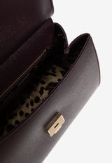Dolce & Gabbana Large Sicily Leather Top Handle Bag Burgundy BB6002 B1001-8M073