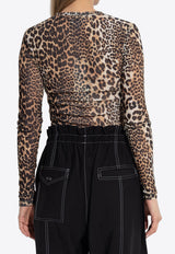 GANNI Animal Print Top Brown T4208 3693-943