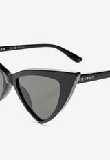 McQueen Sharp Cat-Eye Sunglasses Gray 832519 J0749-1056