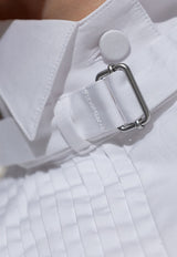 McQueen Stand-Collar Buttoned Shirt White 830388 QAABS-9000