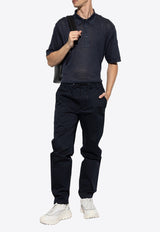 Moncler Logo Patch Linen Polo T-shirt Navy K10918A00021 89AZB-76I