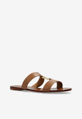 Dolce & Gabbana DG Logo Flat Slides Caramel CQ0608 AW576-8Z093