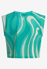 Marmo Print Cropped Top