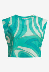Marmo Print Cropped Top