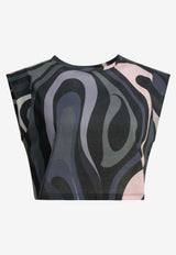 Marmo Print Cropped Top