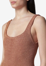 Hunza G Square Crinkled Metallic One-Piece Swimsuit Brown SQUARENY/S_HUNZA-MC