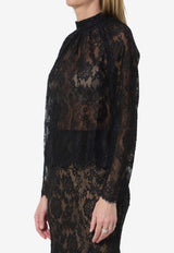 Self-Portrait Floral Lace Blouse Black PF26032TA--B