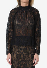 Self-Portrait Floral Lace Blouse Black PF26032TA--B