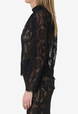 Self-Portrait Floral Lace Blouse Black PF26032TA--B