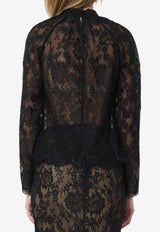 Self-Portrait Floral Lace Blouse Black PF26032TA--B