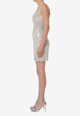 Self-Portrait Rhinestone Draped Mini Dress Champagne PF26041S--CH