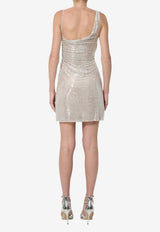 Self-Portrait Rhinestone Draped Mini Dress Champagne PF26041S--CH