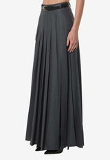 Self-Portrait Pleated Maxi Skirt with High Slit Gray PF26137XSK--GR