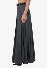 Self-Portrait Pleated Maxi Skirt with High Slit Gray PF26137XSK--GR