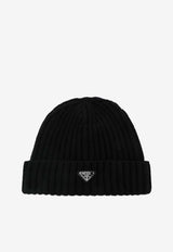 Prada Triangle Logo Wool Knit Beanie Black 2HC3902DZL/T_PRADA-F0002