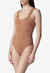 Hunza G Domino Crinkled One-Piece Swimsuit Brown DOMINONY/S_HUNZA-MC