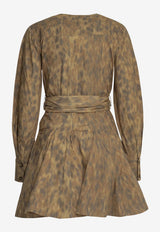 Animal Print Mini Chemisier Dress