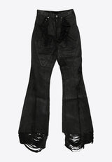 Rick Owens DRKSHDW Slivered Bootcut Frayed Jeans Black DS01F4304DBKSH_09