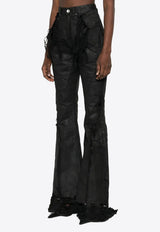 Rick Owens DRKSHDW Slivered Bootcut Frayed Jeans Black DS01F4304DBKSH_09