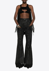 Rick Owens DRKSHDW Slivered Bootcut Frayed Jeans Black DS01F4304DBKSH_09
