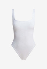 Square-Neck Crinkled One-Piece Swimsuit